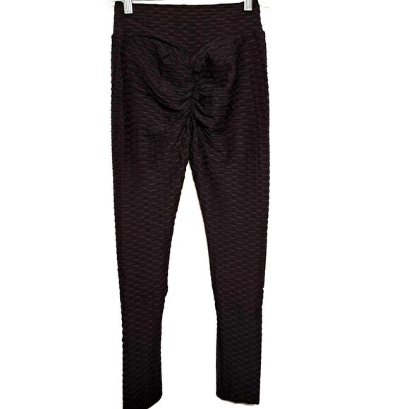 NWT Scrunch Butt Honeycomb TikTok Leggings L/XL Black - Booty Lift High Waist - Picture 4 of 7